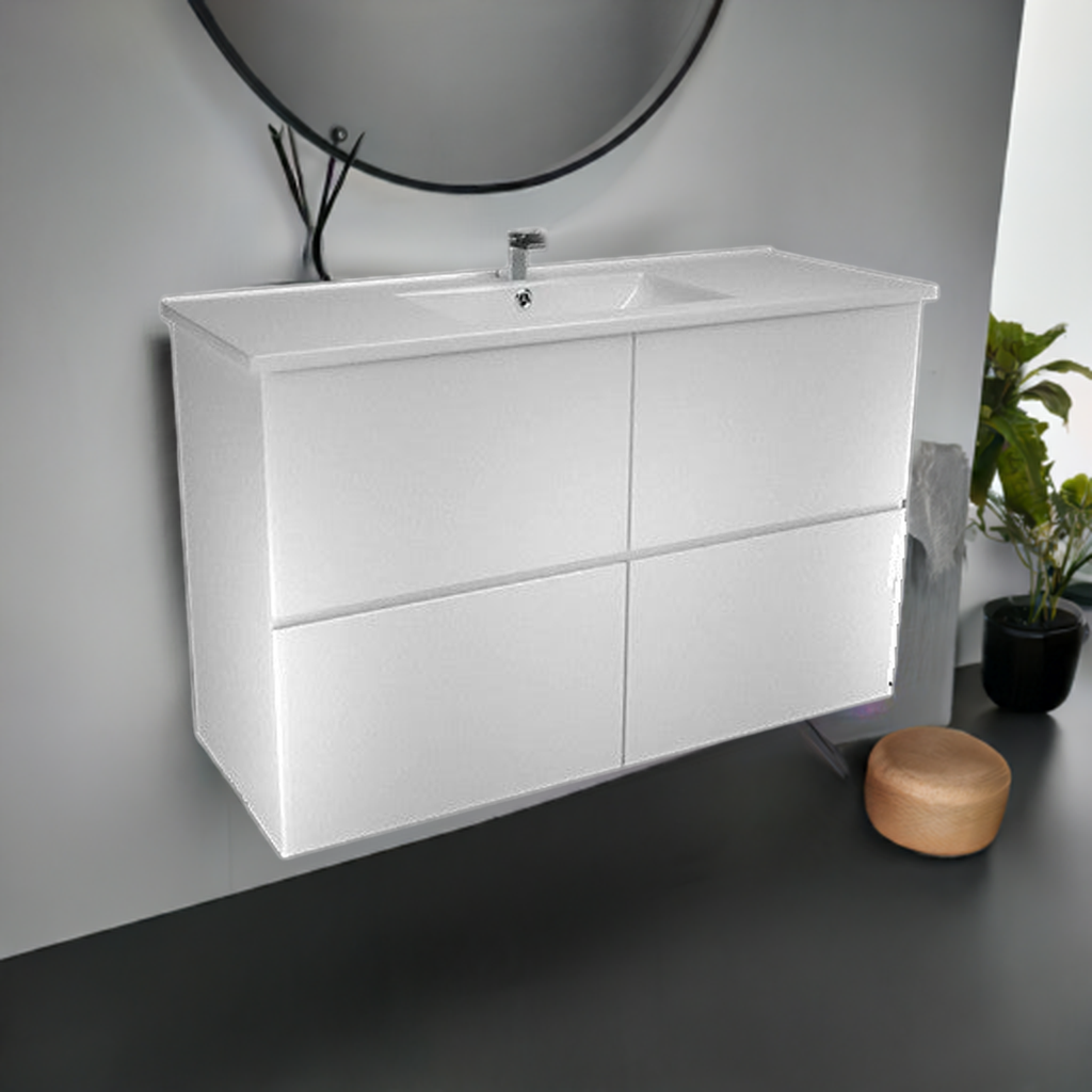 1200RIVA ALL DRAWER WALL HUNG Vanity, Single Ceramic Top