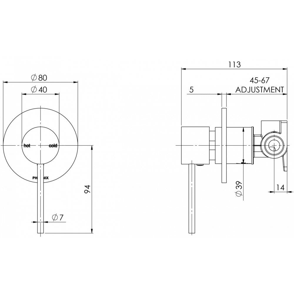 VIVID Slim Line Shower Mixer Brushed Nickel VS780 BN