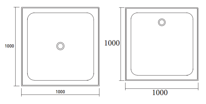 PRELUDE Shower Base 1000 x 1000 x 80H mm, 4 Tile Bead Square