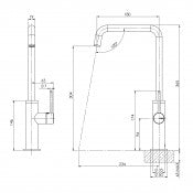 TOI Sink Mixer 180mm Squareline 108-7320-00