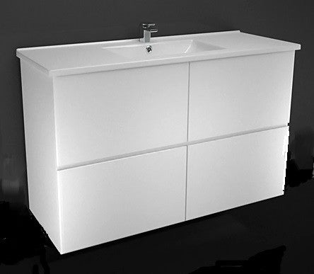 1200RIVA ALL DRAWER WALL HUNG Vanity, Single Ceramic Top