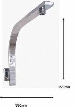 Shower Arm Wall Mounted Square Arch 380mm reach