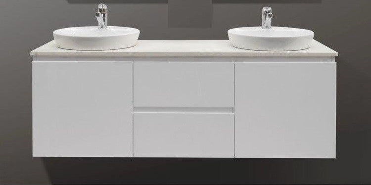 CLARA 1500 WALL HUNG Double Vanity, Counter/Inset Basins, Stone Top