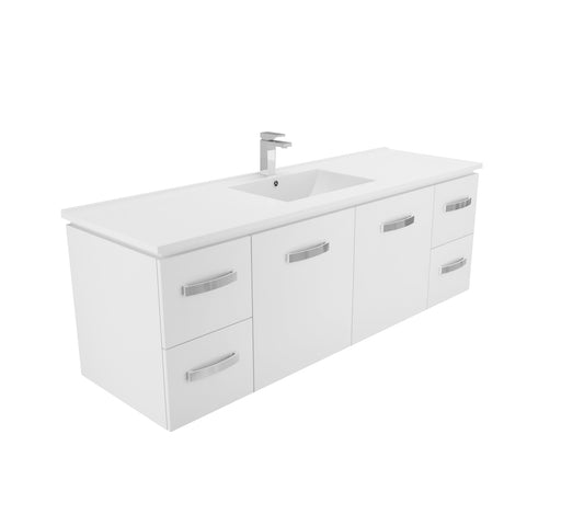Quadra 1500 Wall hung Vanity, Single Bowl White Cast Marble Top
