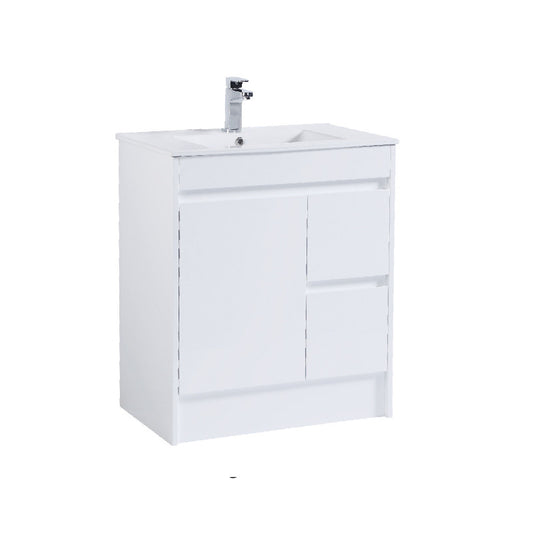 750 PVC Waterproof Vanity, White Gloss, Slimline Ceramic top