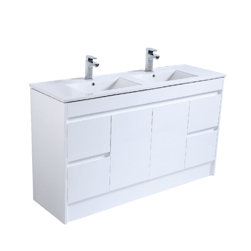 MODE 1500 PVC Waterproof Vanity, White Gloss, Slimline Double Ceramic top