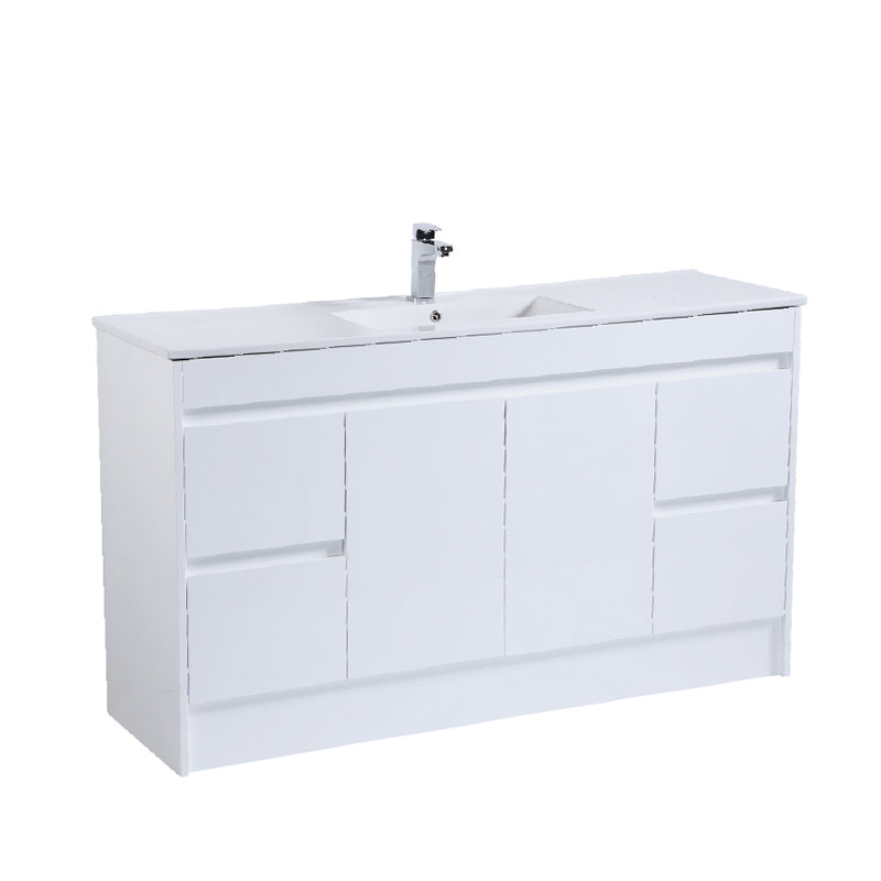 MODE 1500 PVC Waterproof Vanity, White Gloss, Slimline Single Ceramic top