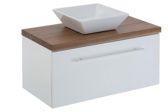 750 SINGLE DRAWER Vanity, Wall Hung, Timber Top, Counter Basin