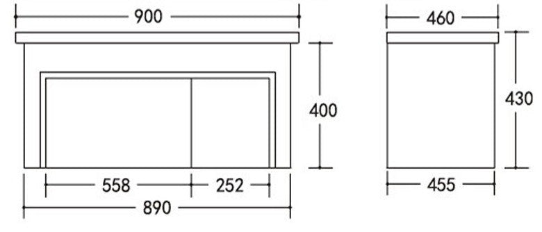 900 BLACK STRIPE PVC Wall Hung Vanity, Slimline Ceramic Top