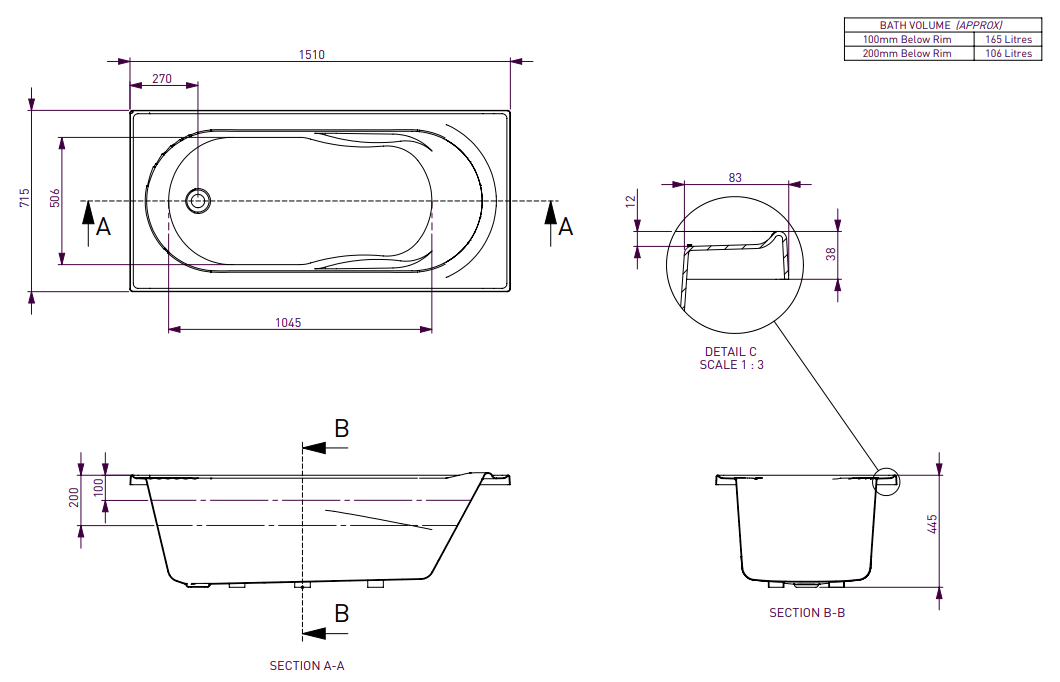 Decina ADATTO 1510 Inset Bath