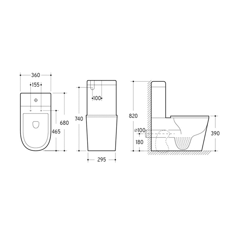 BACK TO WALL KDK 08 BLACK S & P trap, Quick release soft close seat