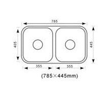 Double Bowl Undermount 785mm Stainless Steel Sink