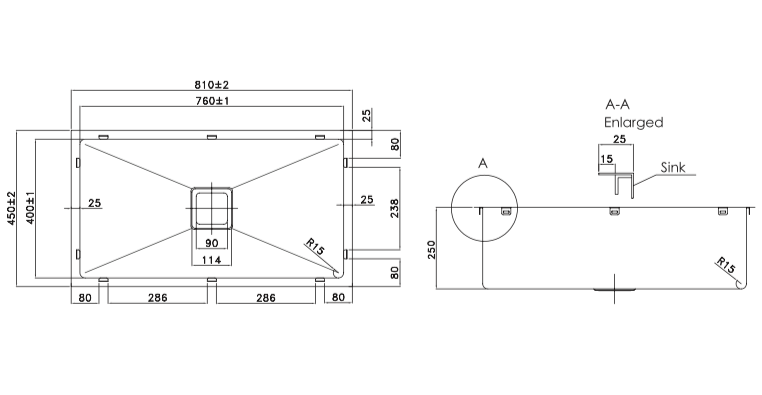 Double Bowl 775 1TH Under/Over/Flush Mount Stainless Steel Sink