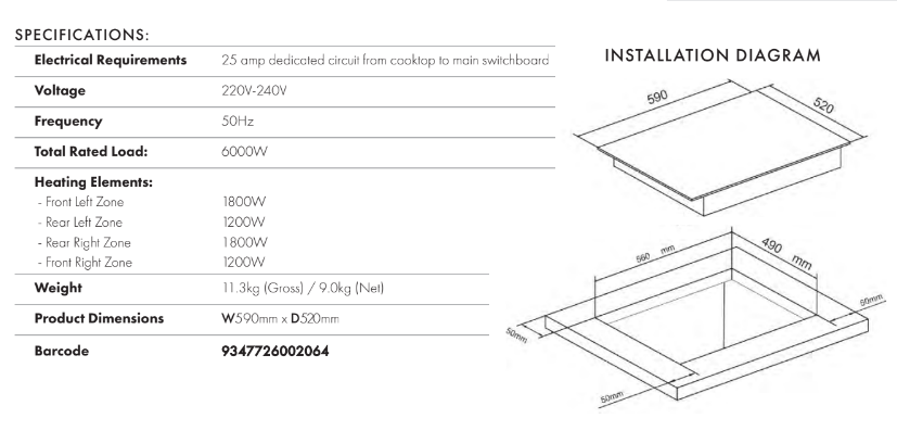 EURO ECT600CB – 60cm Ceran Electric Cooktop