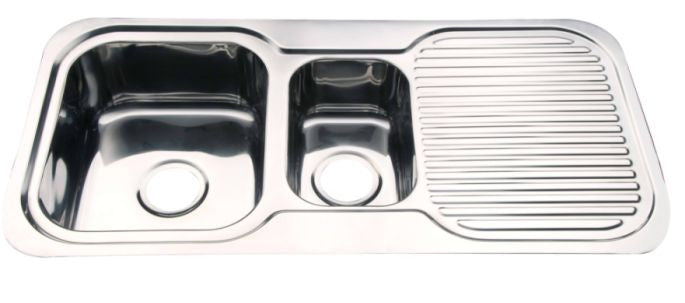 Stainless Steel Sink & Drainer 1 & 1/2 bowl 980mm