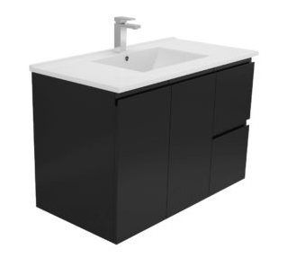 900 BLACK Dana Wall Hung Vanity, Slimline  Ceramic Top