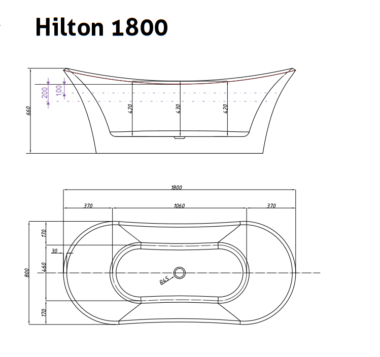 HILTON 1800 Freestanding BATH - White