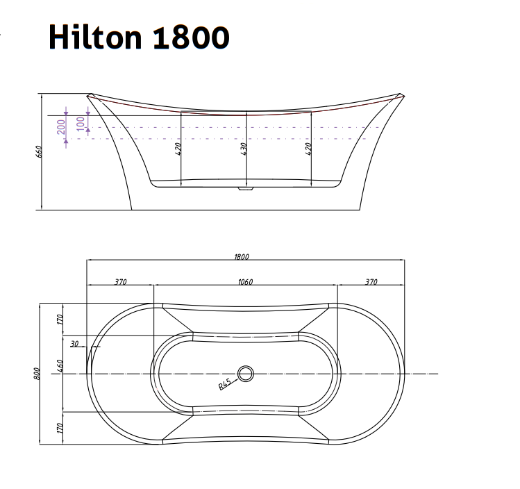 HILTON 1800 Freestanding BATH - White – Better Bathrooms