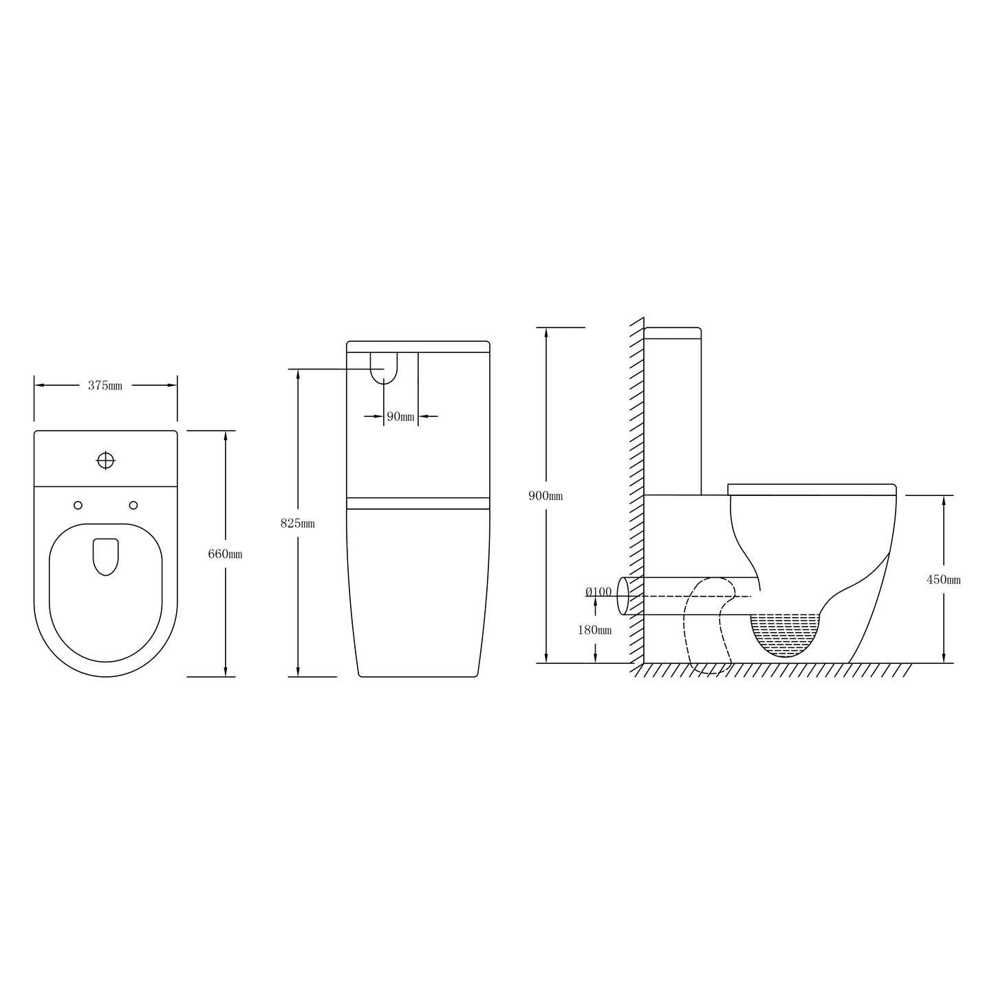 BACK TO WALL RIMLESS KDK 027R S & P trap, Extra Height, Soft Close