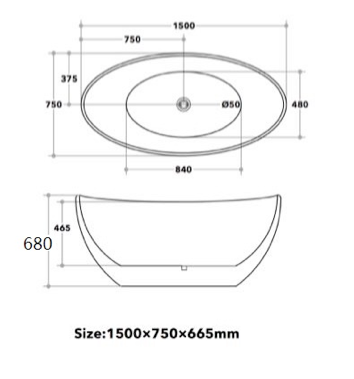 KRISTY SLIMLINE  1500 Freestanding Luxury Bath - White