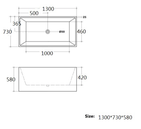 KAL 1300 - 4 Sided, 4 Way Slimline Freestanding or Corner Bath