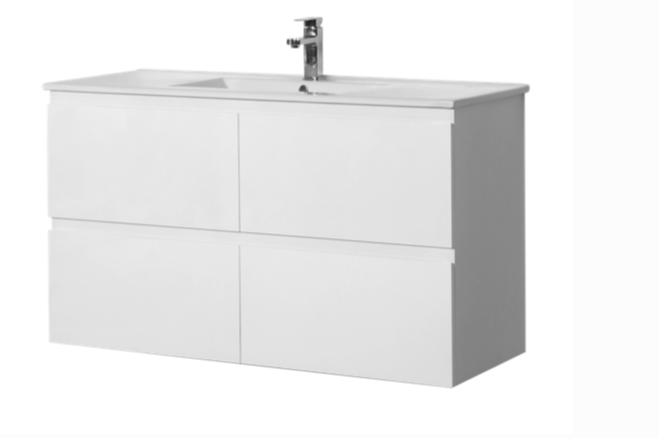 RIVA 1200 ALL DRAWER WALL HUNG Vanity, Single Ceramic Top