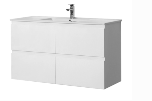 RIVA 1200 ALL DRAWER WALL HUNG Vanity, Single Ceramic Top