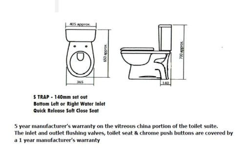 CLOSE COUPLED LUCCA, S TRAP Quick Release Seat Soft close
