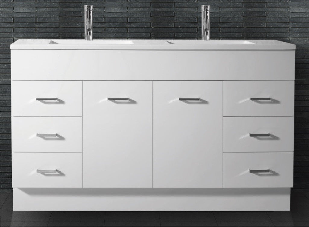 MARA 1500 LEGS /KICKBOARD Vanity, Double Bowl Acrylic Top