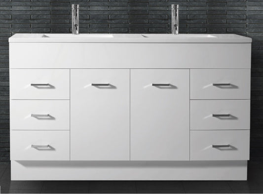 MARA 1500 LEGS /KICKBOARD Vanity, Double Bowl Acrylic Top