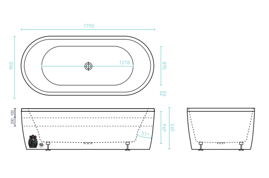 MINTORI Freestanding Bath 1800