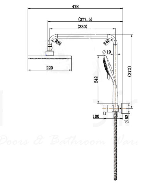 MODE Retro Twin Shower 3 Function with Diverter MATTE BLACK