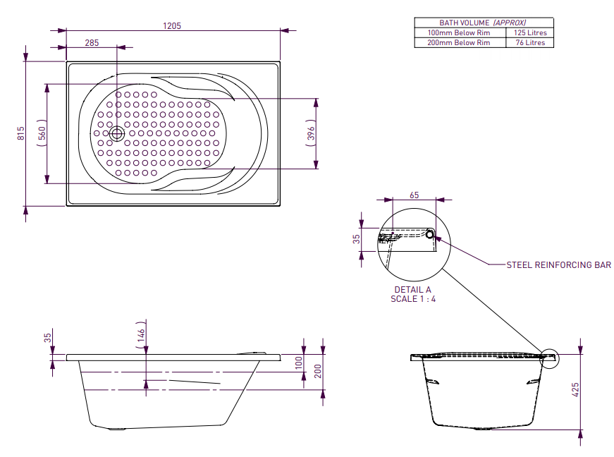 MODENA 1210 BATH or SHOWER BATH