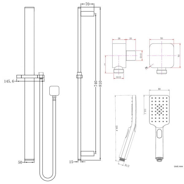 Railshower NORI DELUXE 3 Function Brushed Nickel