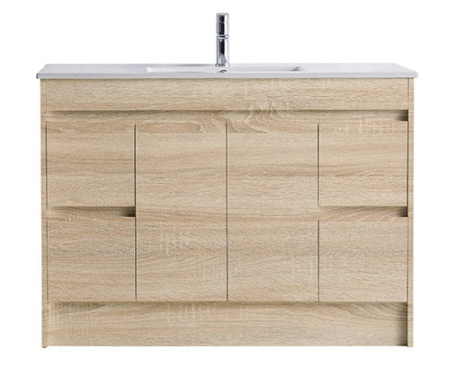BRONTI 1200 OAK Vanity, Kickboard, Slimline Single Ceramic top