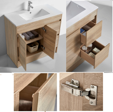 1200 OAK Vanity, Kickboard, Slimline DOUBLE Ceramic top