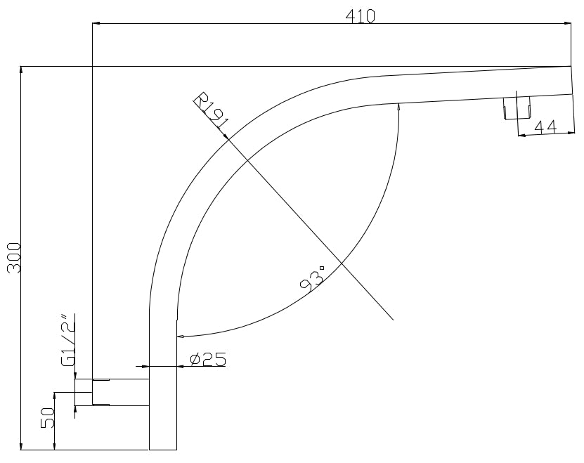 Raised Shower Arm 410mm