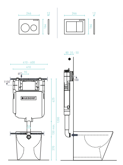 Wall Face RENEE Rimless Geberit In-Wall Cistern Toilet, Soft close seat