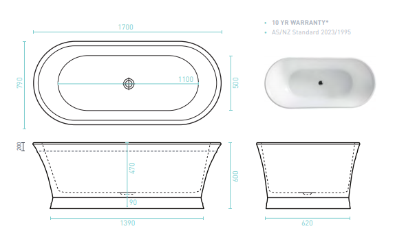 REGENT 1700 Freestanding Bath Luxury Bath