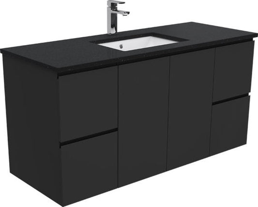 DANA 1200 BLACK Wall Hung Vanity, Black Stone Undermount Top