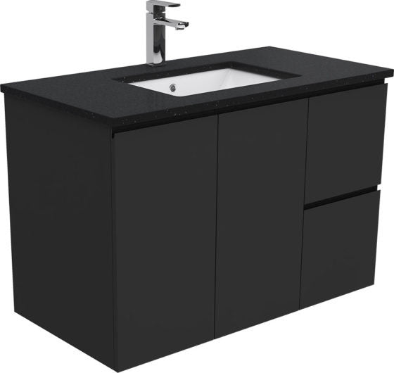 900 BLACK Dana Wall Hung Vanity, Black Stone Undermount Top