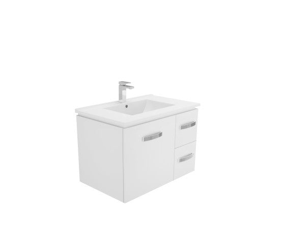 750 Wall hung Quadra  Vanity, Slimline Ceramic Top