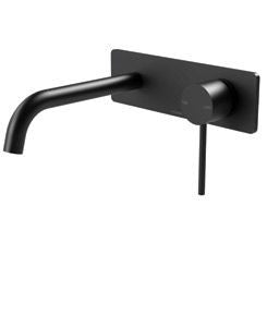 VIVID Slim Line Wall Bath Set 180mm Curved MATTE BLACK VS783 MB