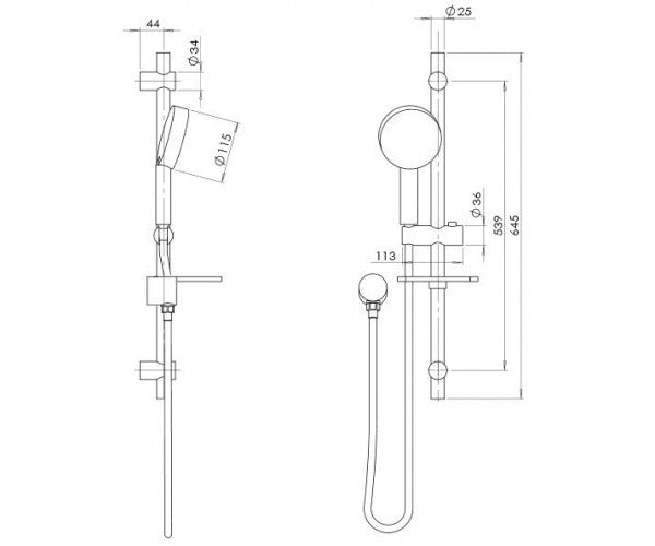 VIVID Hand Shower on Rail V685 CHR