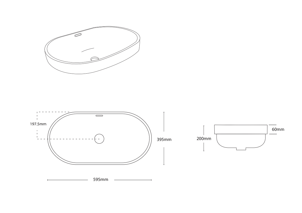 Semi-Inset Low Profile OVAL 590 Basin