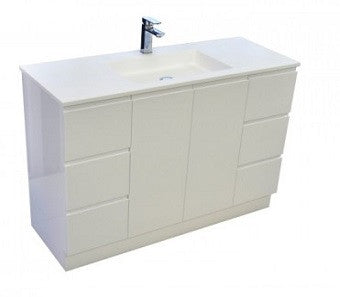 DANA 1200 Finger Pull Kickboard Vanity, Slimline Ceramic Top