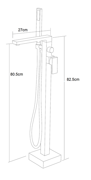 Quadra Linear Floor Mounted Combo Bath Mixer, Spout, Hand-shower