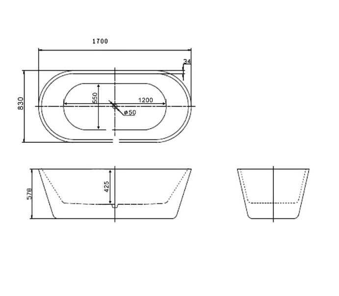 KARINA SLIMLINE 1700 Freestanding Luxury Bath - White