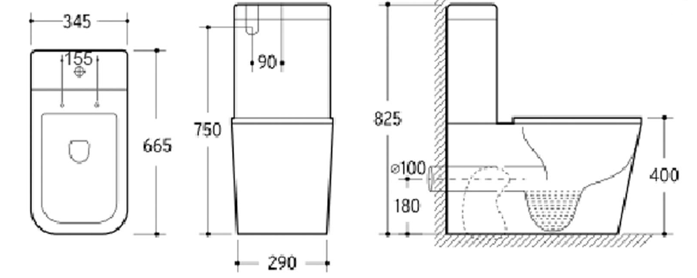 BACK TO WALL KDK003 S & P trap, Quick release soft close seat