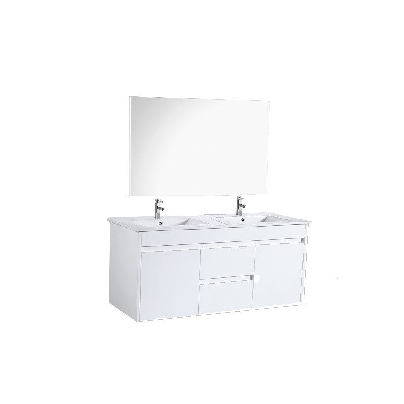 1200 PVC Vanity, Wall Hung, DOUBLE Slimline Ceramic Top